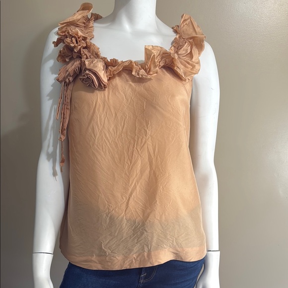 J. Crew Tops - J. CREW Peachy/Tan Ruffled Blouse